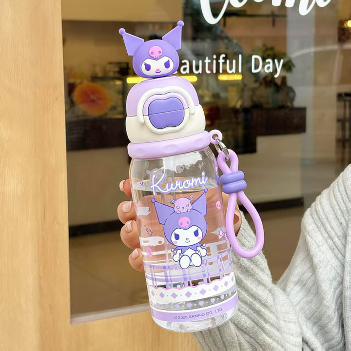 Ladies water bottle with interactive lid and cute Pochacco design Kalsten