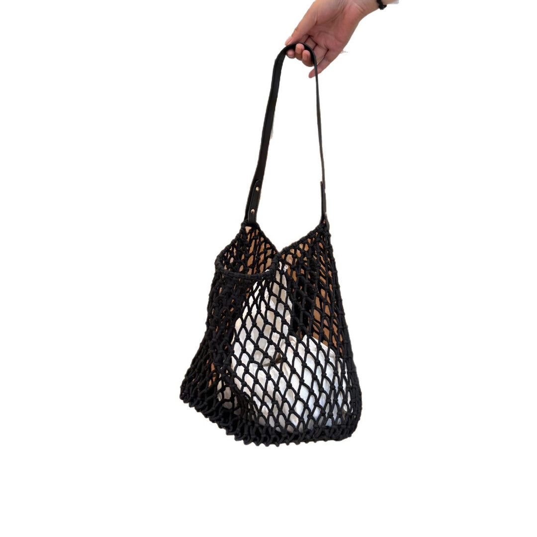 Elegant mesh bag with leather handles Kalsten