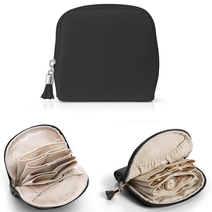 Cosmetic organizer with structured interior and elegant tassel Kalsten