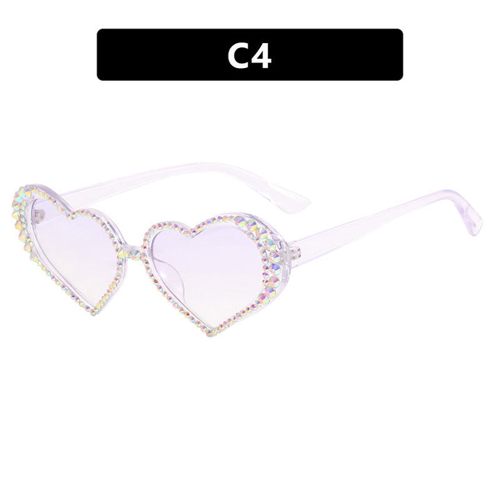 Women's Heart-Shaped Sunglasses with Rhinestone-Embellished Frame Kalsten