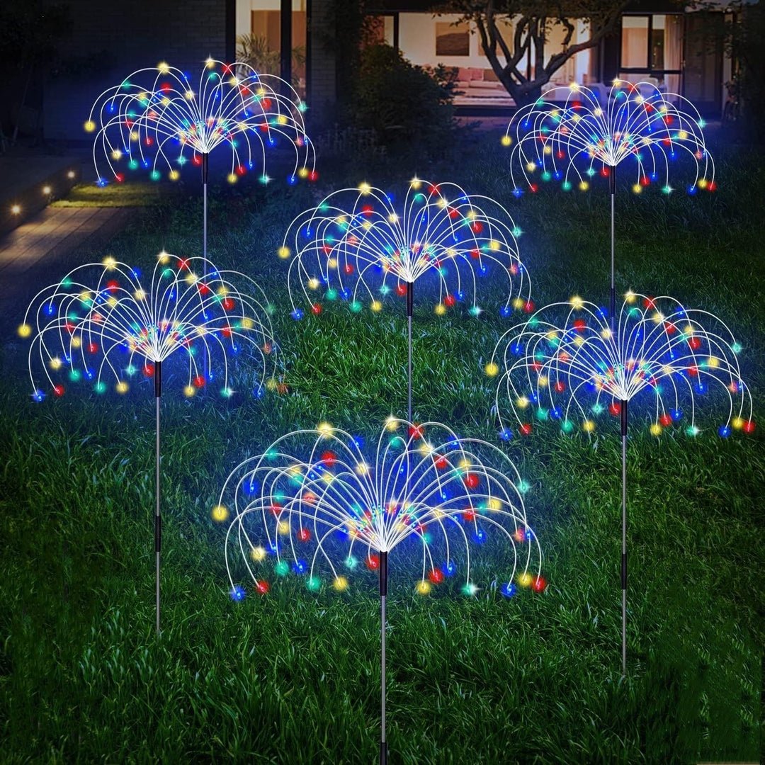 Solar-Powered Fiber-Optic Dandelion Garden Stake Lights With Waterproof LED Fireworks Effect Kalsten