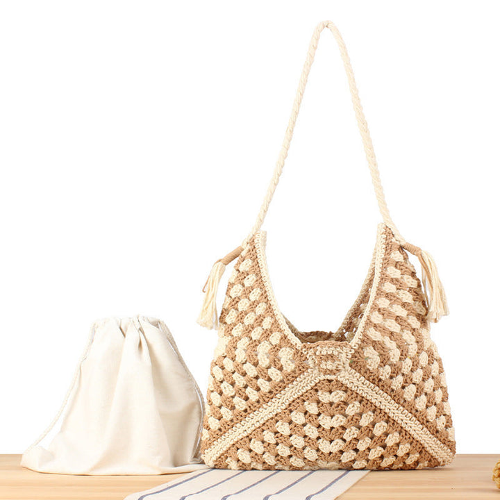 Handbag with artistic macrame design and durable inner bag Kalsten