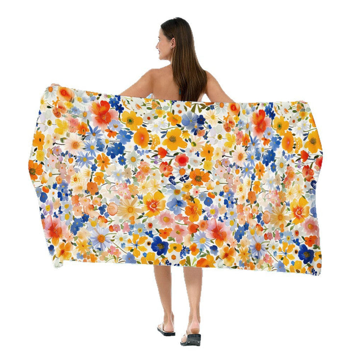Beach towel with elegant floral watercolor design Kalsten