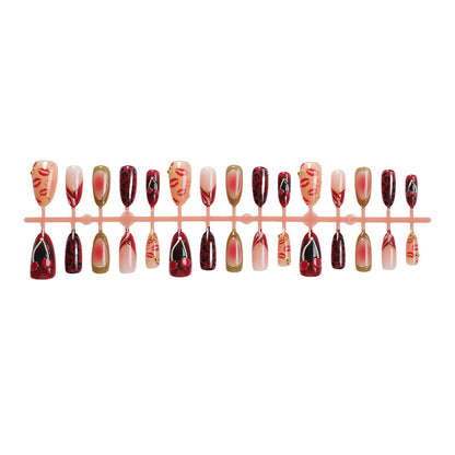Decorative Press-On Nail Art Set with Luxurious Kiss and Leopard Inspired Designs Acalora