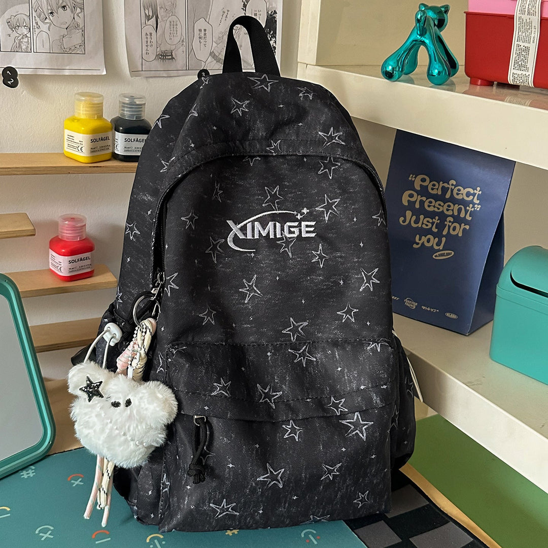 Stylish Star-Embellished School Backpack