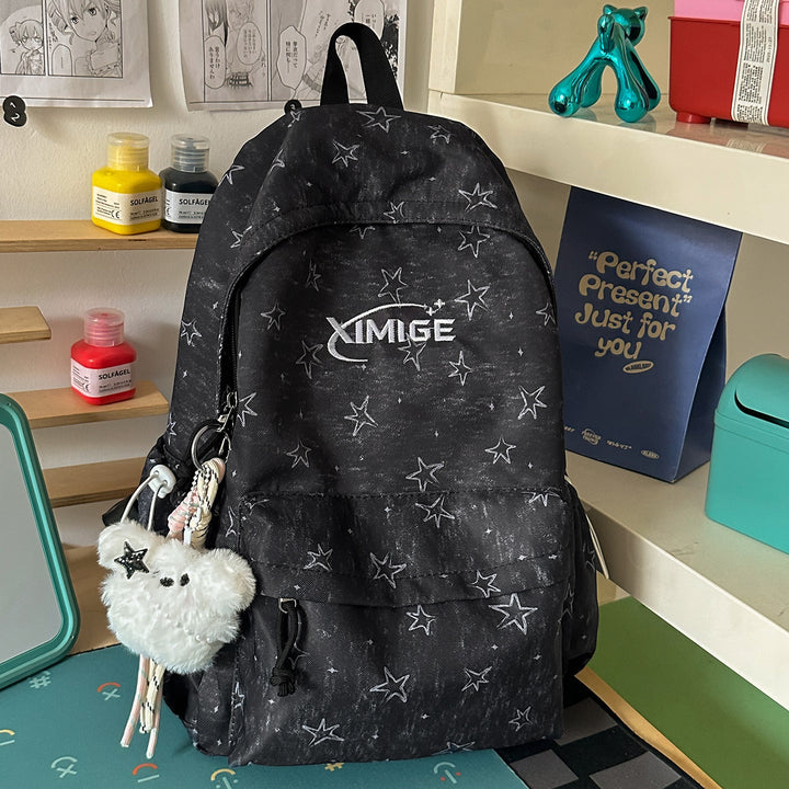 Stylish Star-Embellished School Backpack