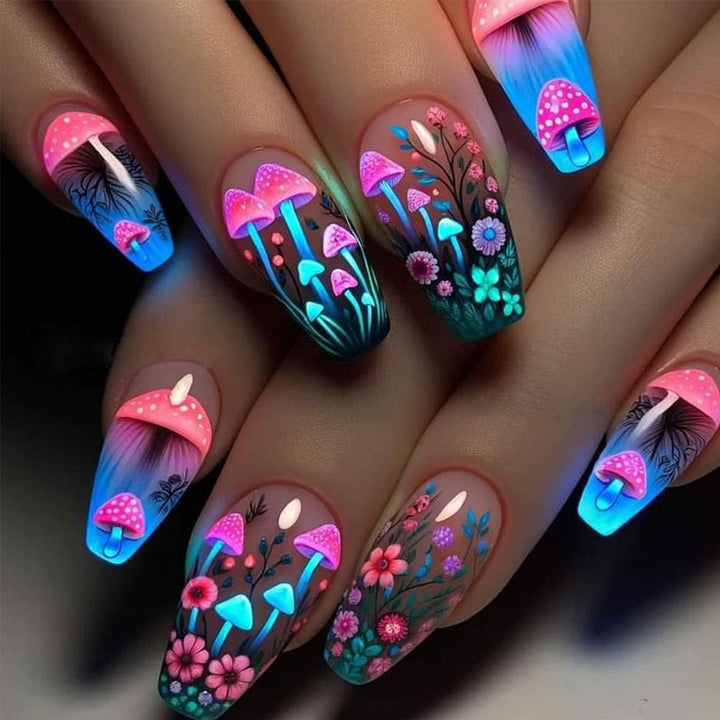 Artistic Floral Glow-in-the-Dark Nail Art Set Kalsten