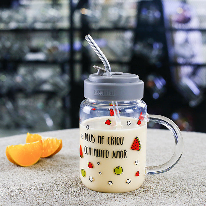 Ladies drinking glass with sealable lid and integrated straw Kalsten