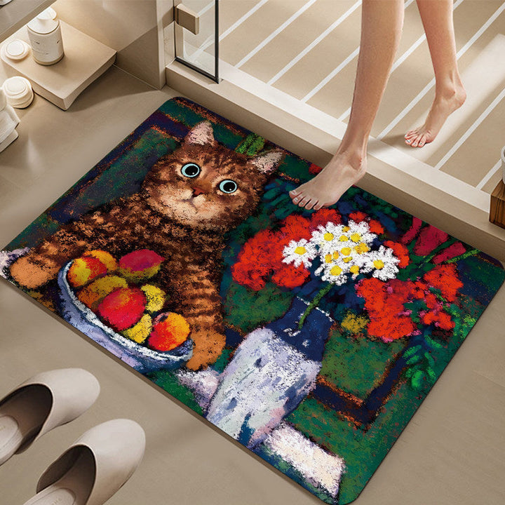 Cartoon Cat-Themed Bath Mat Kalsten