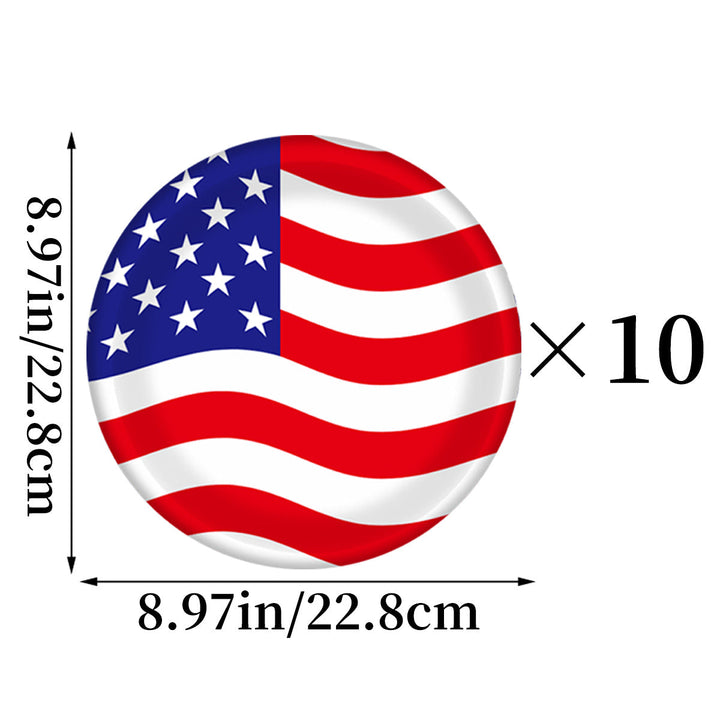 Unisex nan Pappteller Set with patriotic star stripe motif and convenient plate size Kalsten