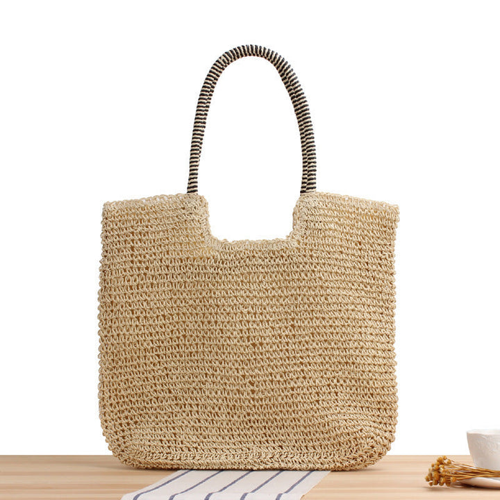 Handmade straw shoulder bag with structured design Kalsten