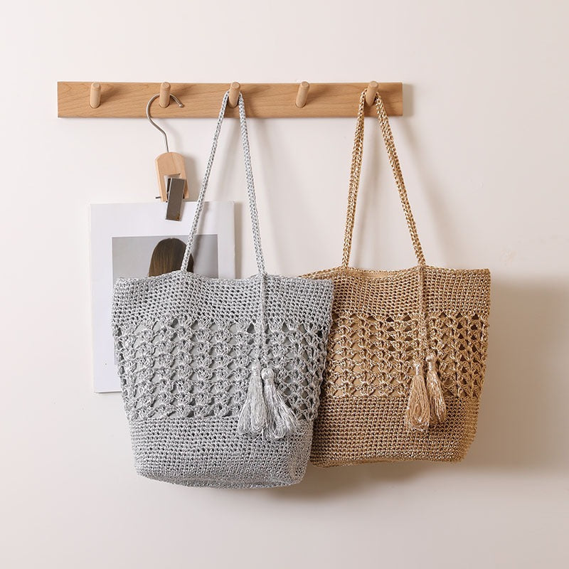 Crocheted tote bag with elegant tassels Kalsten