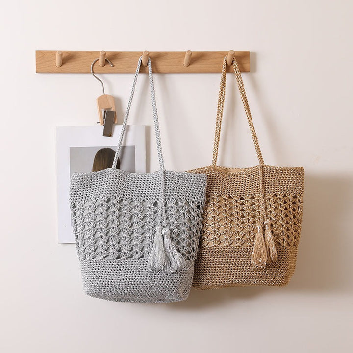 Crocheted tote bag with elegant tassels Kalsten