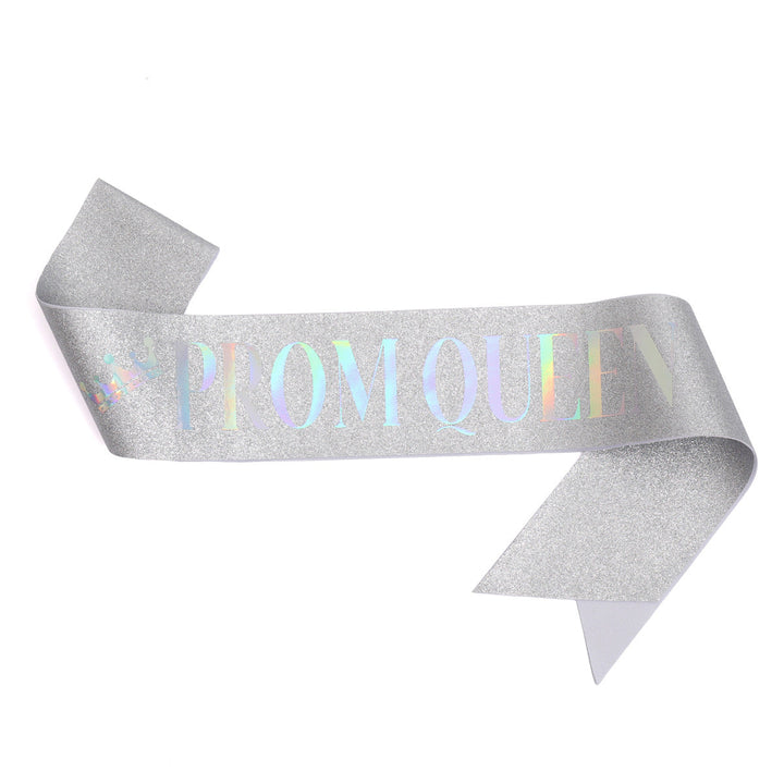 Ladies festive satin sash with holographic print Kalsten
