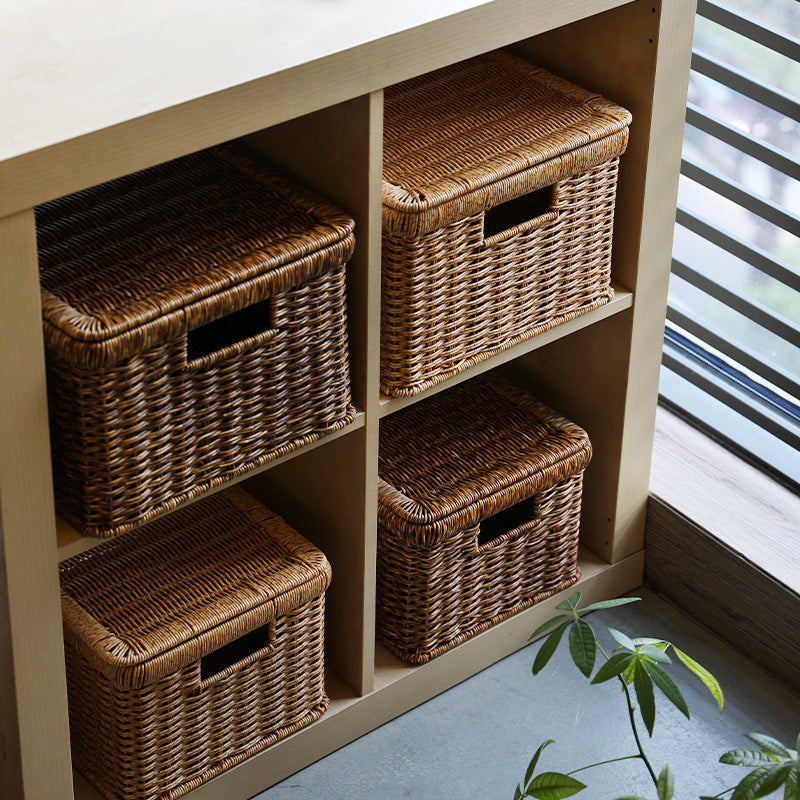 Unisex Rectangular Storage Basket with Decorative Lid Kalsten