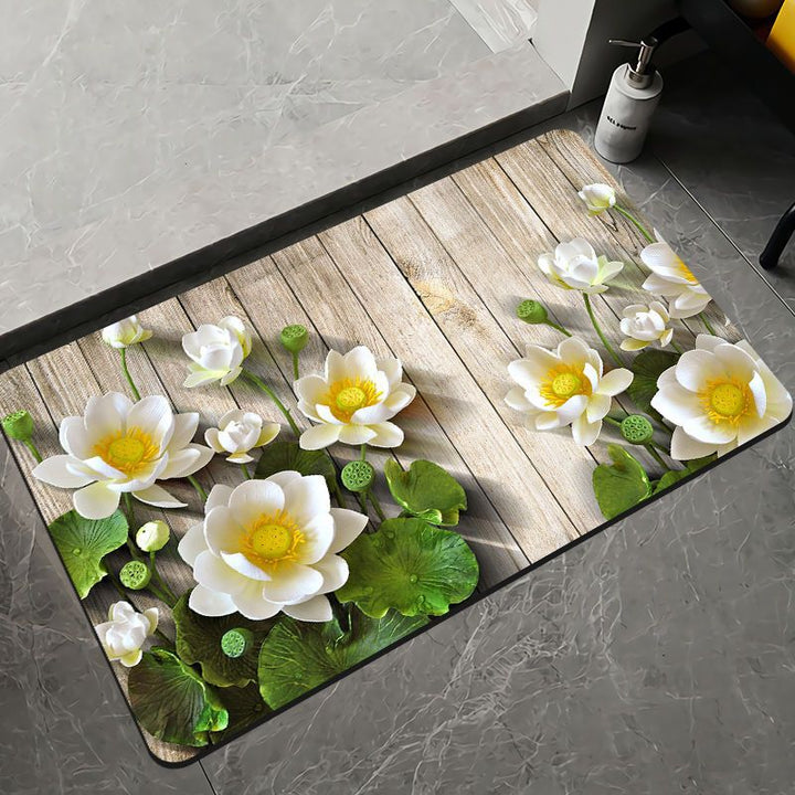 Elegant Floral Design Bath Mat Kalsten