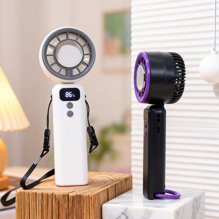 Women Multifunctional Hand Fan with LED Display and USB Charging Function Kalsten
