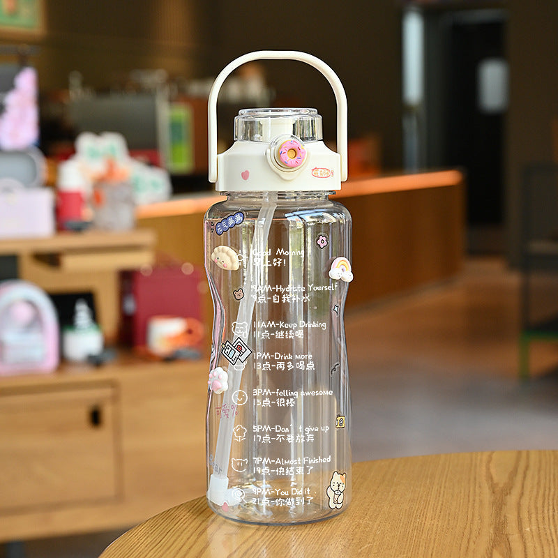 Women’s water bottle with integrated time marking and practical carrying handle Kalsten