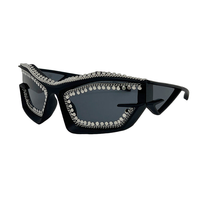 Ladies designer sunglasses in a futuristic look with sparkling rhinestone embellishment Kalsten