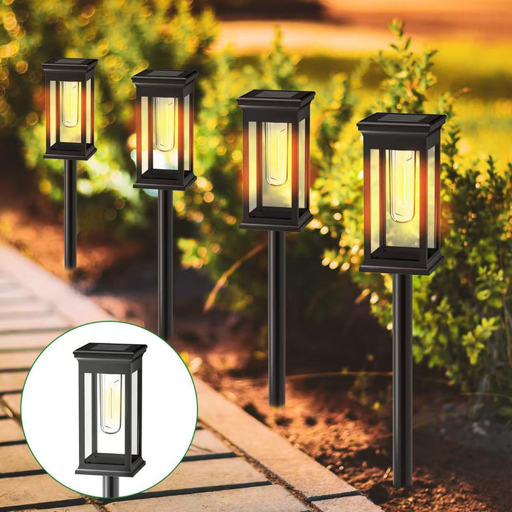 LED Garden Stake Lantern With Frosted Acrylic Panel And Weatherproof Metal Frame Kalsten