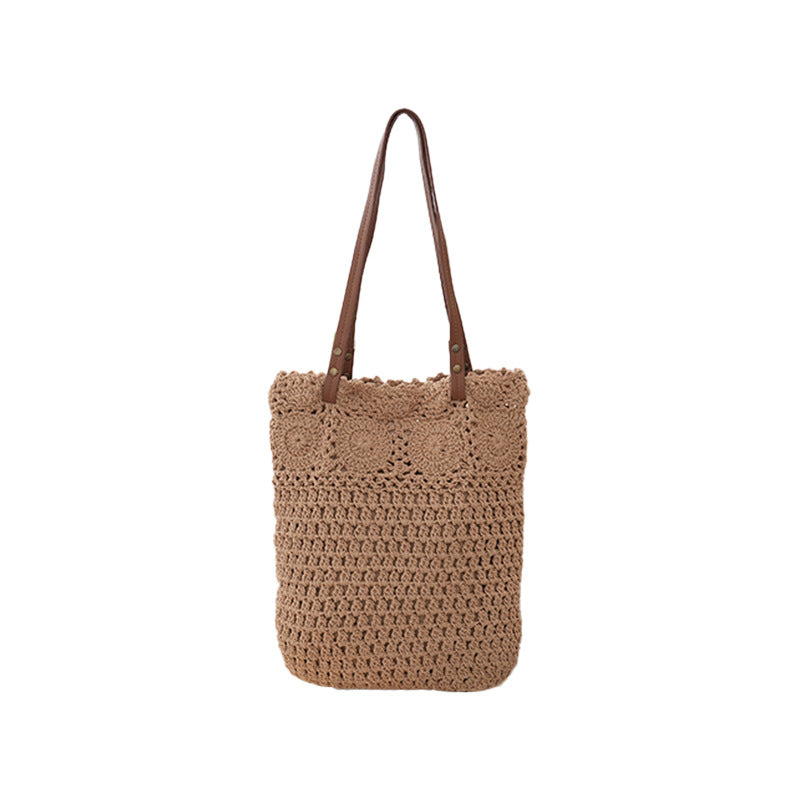 Crochet tote bag with leather handles Kalsten