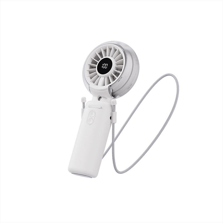 Cooling foldable rechargeable handheld fan with digital battery display and detachable neck strap Kalsten