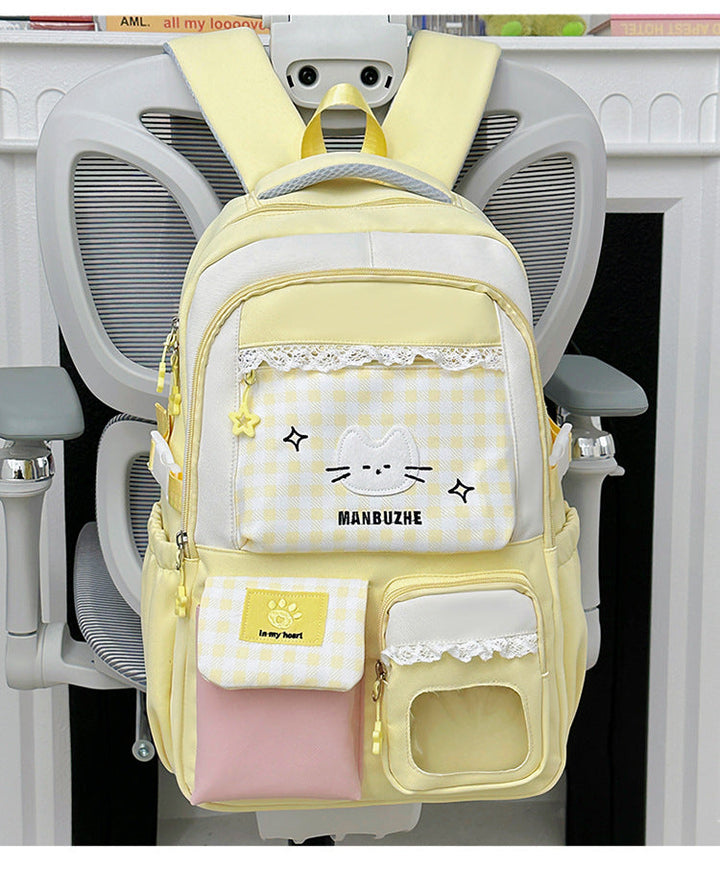 Cute Character Design Multi-Pocket School Backpack