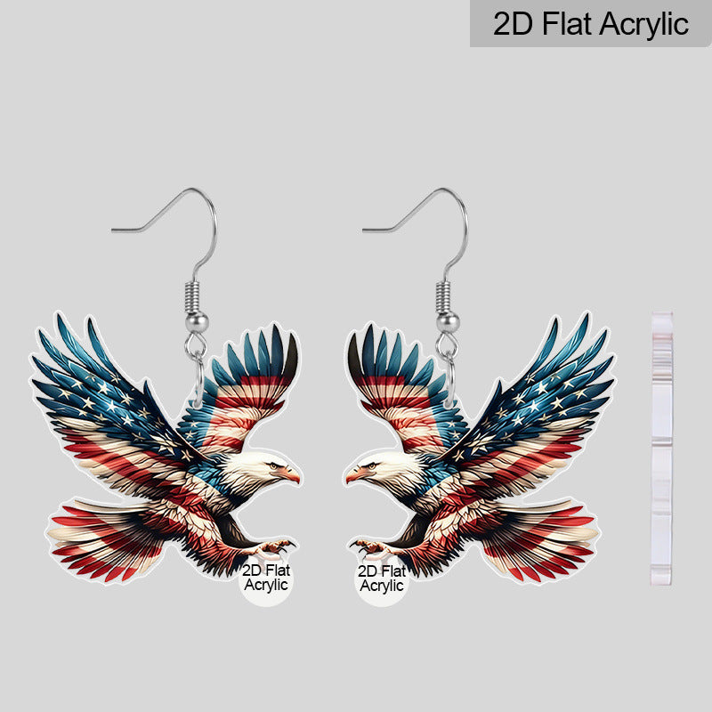 Women's flat acrylic earrings eagle silhouette with fishhook clasp and lightweight comfort Kalsten