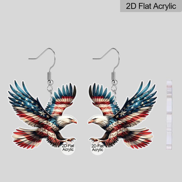 Women's flat acrylic earrings eagle silhouette with fishhook clasp and lightweight comfort Kalsten