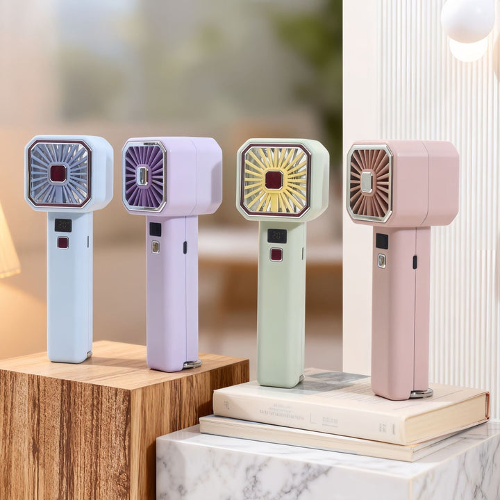 Women's Portable Handheld Fan with LCD Display and USB Charging Function Kalsten