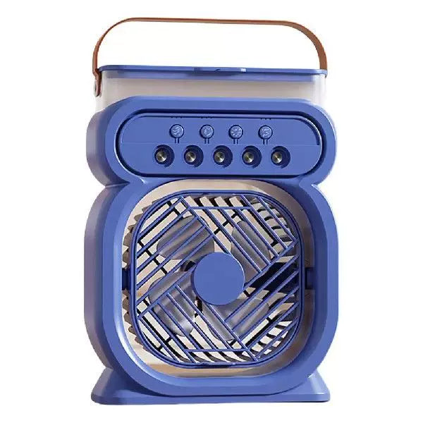 Unisex one-size portable rechargeable evaporative desktop air cooler and fan with leather carrying handle Kalsten