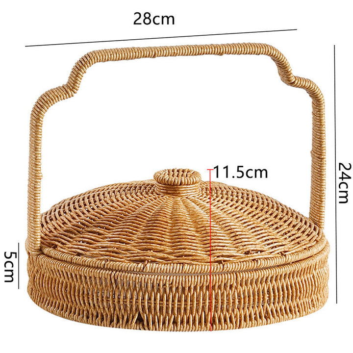 Handwoven Round Serving Basket with Ergonomic Handle Kalsten