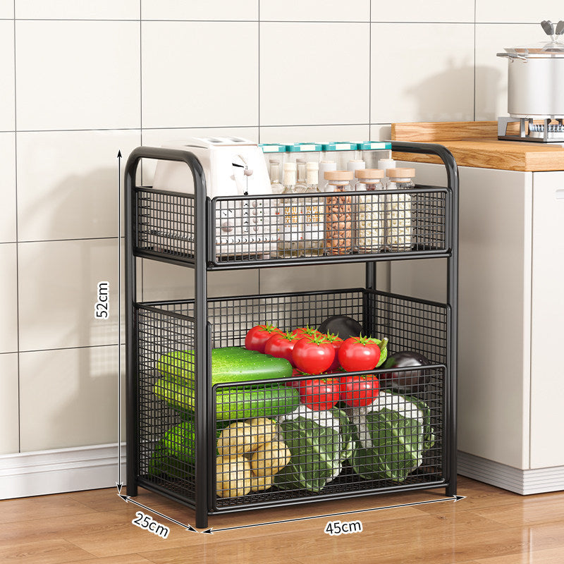 Rolling Kitchen Storage Cart with Mesh Baskets Kalsten