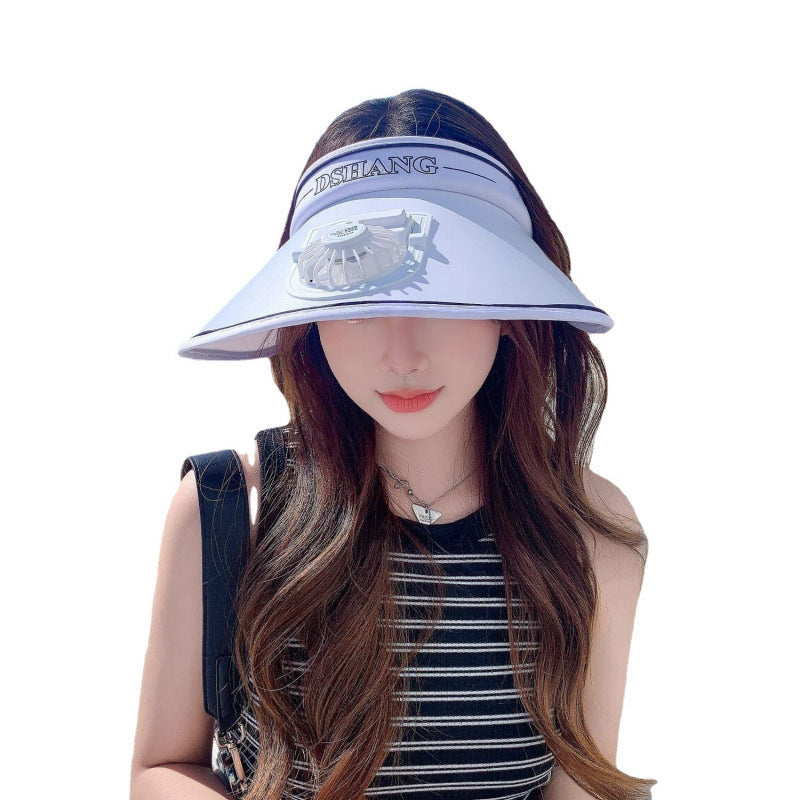 Sun protection visor with quiet rechargeable mini fan and adjustable neoprene seat Kalsten
