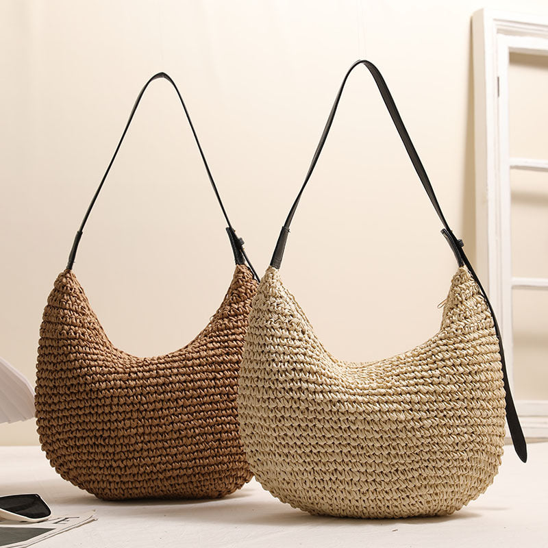 Handmade Hobo Bag Made of Natural Raffia Material Kalsten