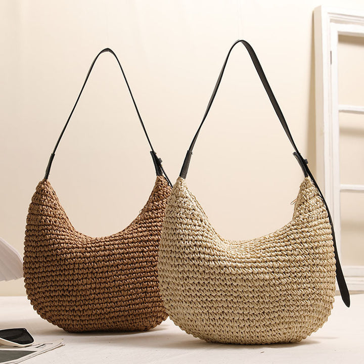 Handmade Hobo Bag Made of Natural Raffia Material Kalsten