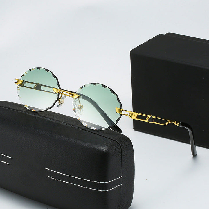 Ladies round sunglasses with unique wave design and high-quality metal frame Kalsten