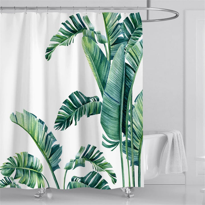 Tropical Leaf Print Shower Curtain Kalsten