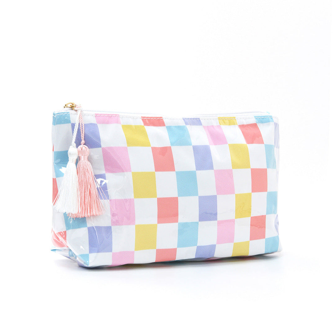Cosmetic storage bag with water-repellent surface and tassel detail Kalsten