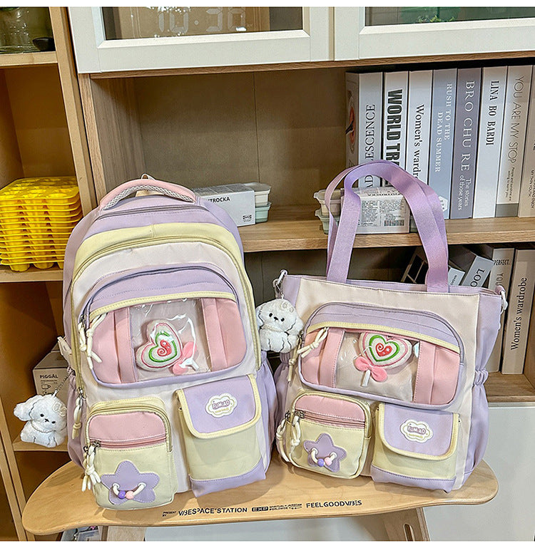 Character-Embellished Multi-Compartment School Backpack