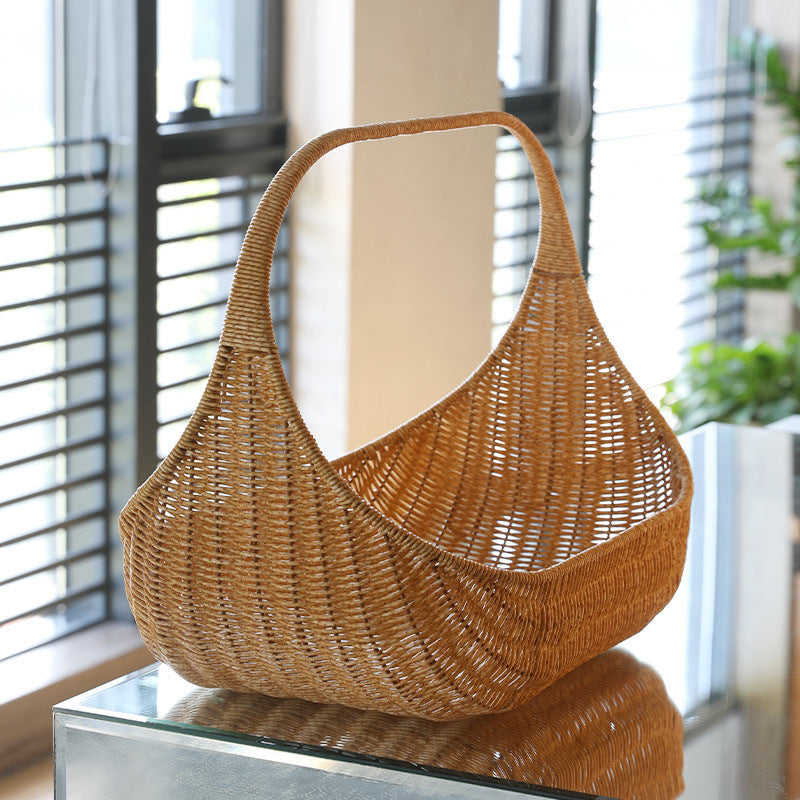 Ladies Handcrafted Rattan Basket with Elegant Contour Kalsten
