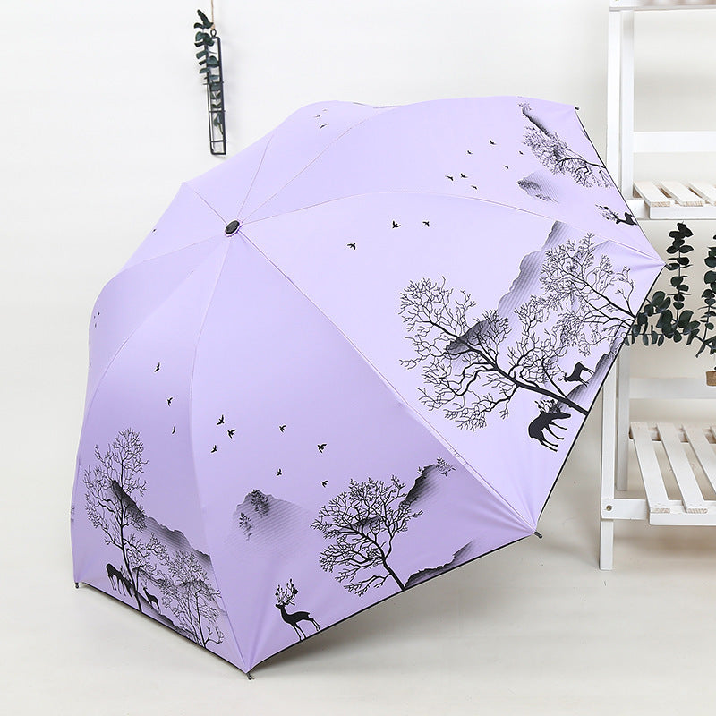 Ladies Foldable Umbrella with Artistic Nature Design Kalsten