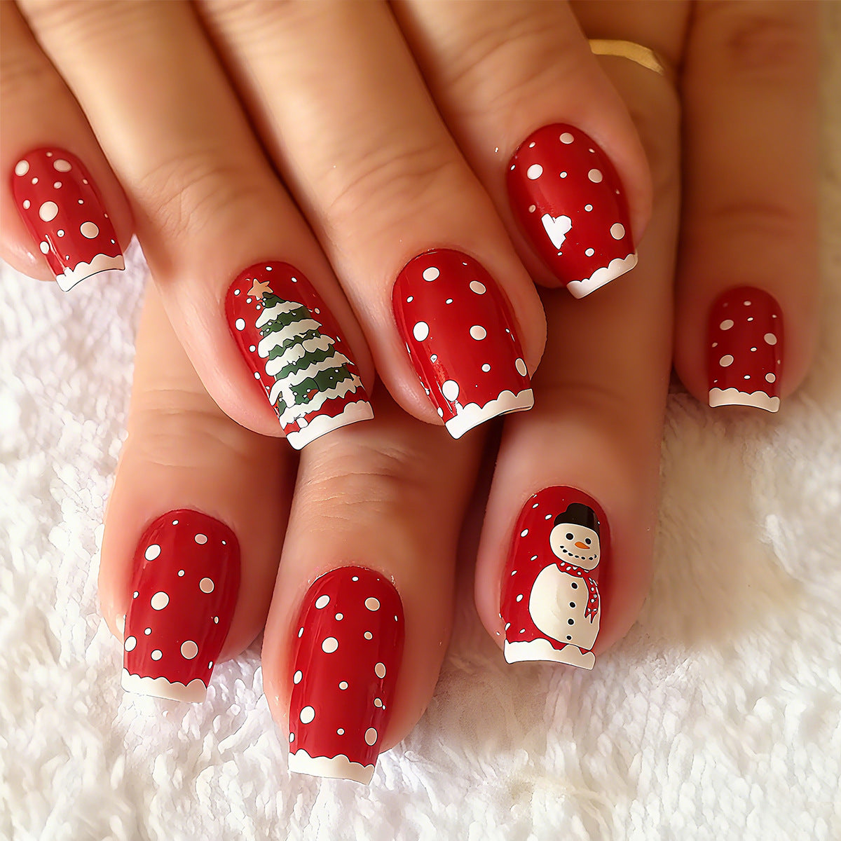 Artificial nail set with festive Christmas designs Acalora