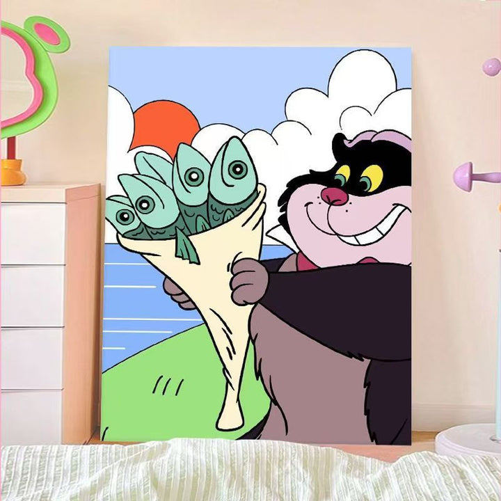 Playful Cartoon Cat Wall Art Kalsten