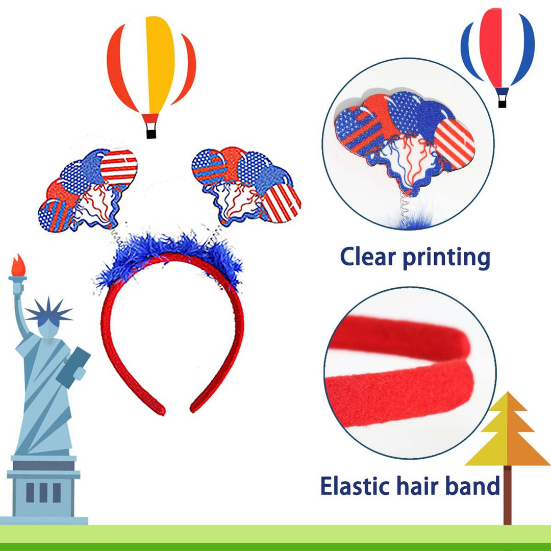 Independence Day patriotic novelty headband with spring-top Uncle Sam hats and glitter accents Kalsten