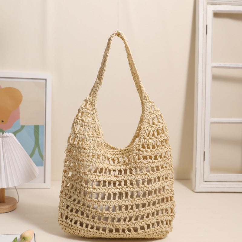 Trendy net tote bag with gathered design Kalsten