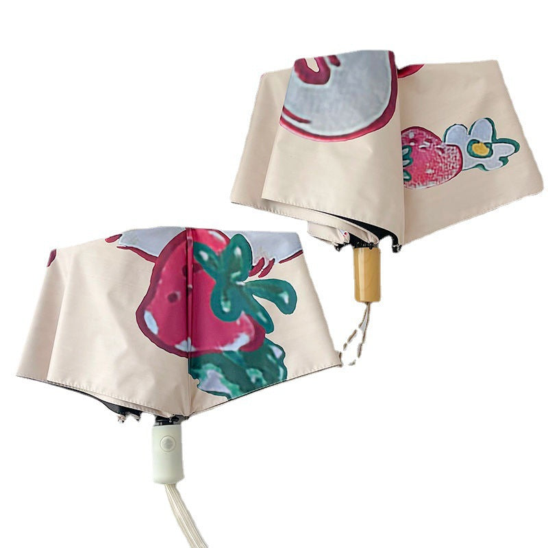 Ladies folding umbrella with cheerful strawberry motif Kalsten