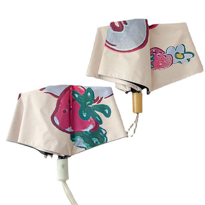 Ladies folding umbrella with cheerful strawberry motif Kalsten