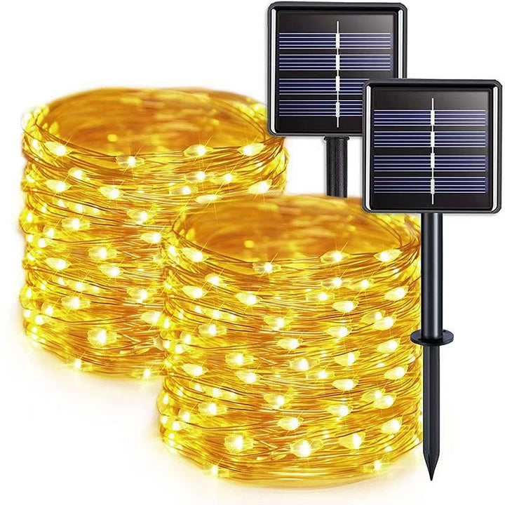 Solar Copper Wire Fairy String Lights With Dual Stake Panels Kalsten
