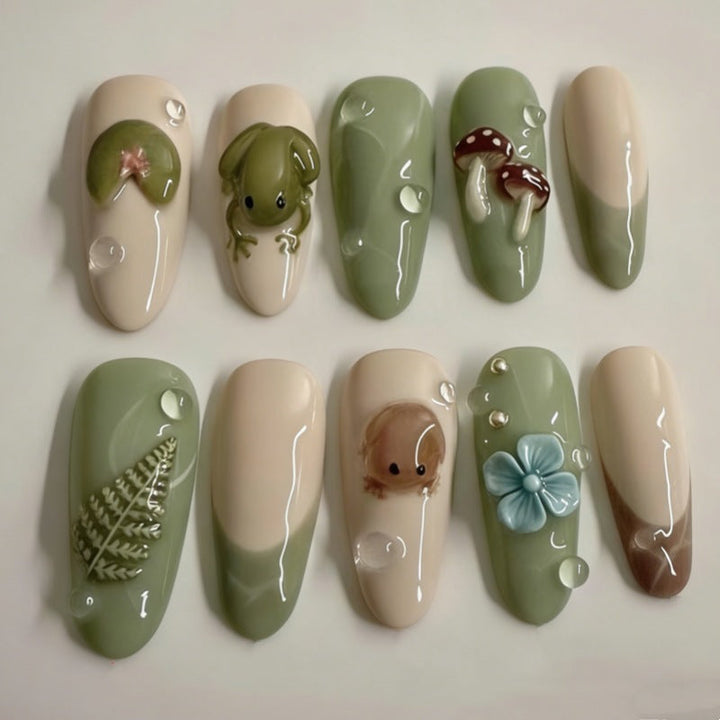 Nature-Themed Artistic Press-On Nail Set Kalsten